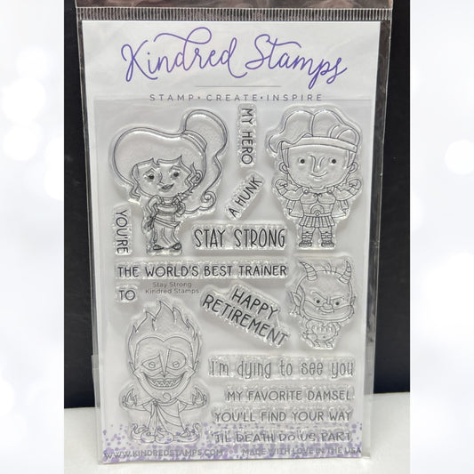 Kindred Stamps STAY STRONG Hercules Disney Rubber Stamps