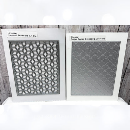 Altenew DOTTED SCALES Layered Snowflake Background Dies Cover Plate Set of 2