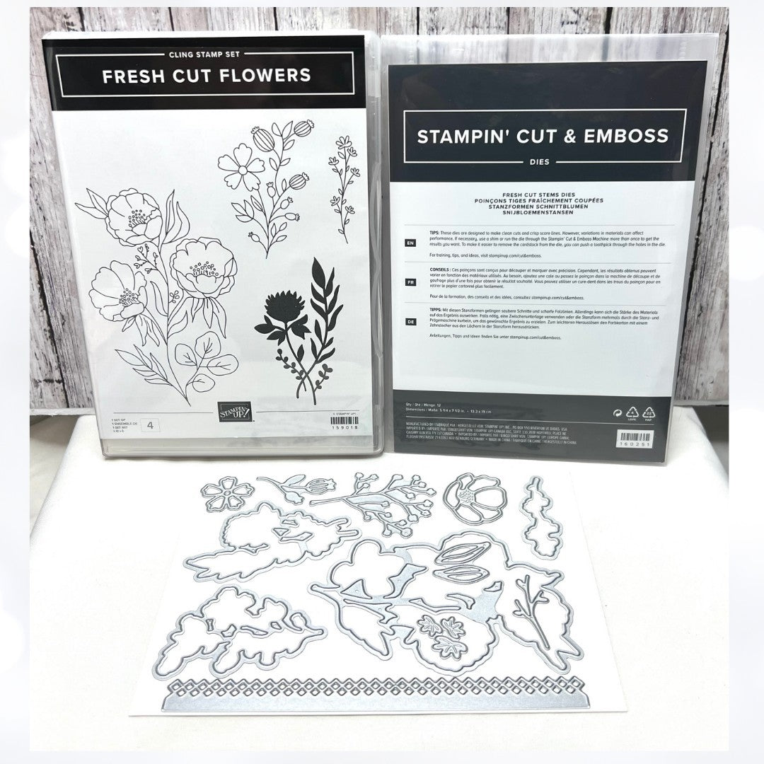 Stampin Up FRESH CUT FLOWERS Floral Rubber Stamps Dies