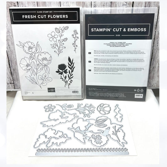 Stampin Up FRESH CUT FLOWERS Floral Rubber Stamps Dies