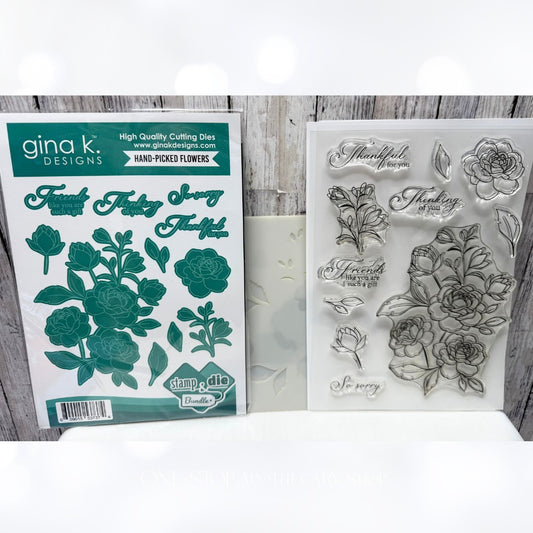 Gina K Designs HAND-PICKED FLOWERS Floral Rubber Stamps Dies Stencils