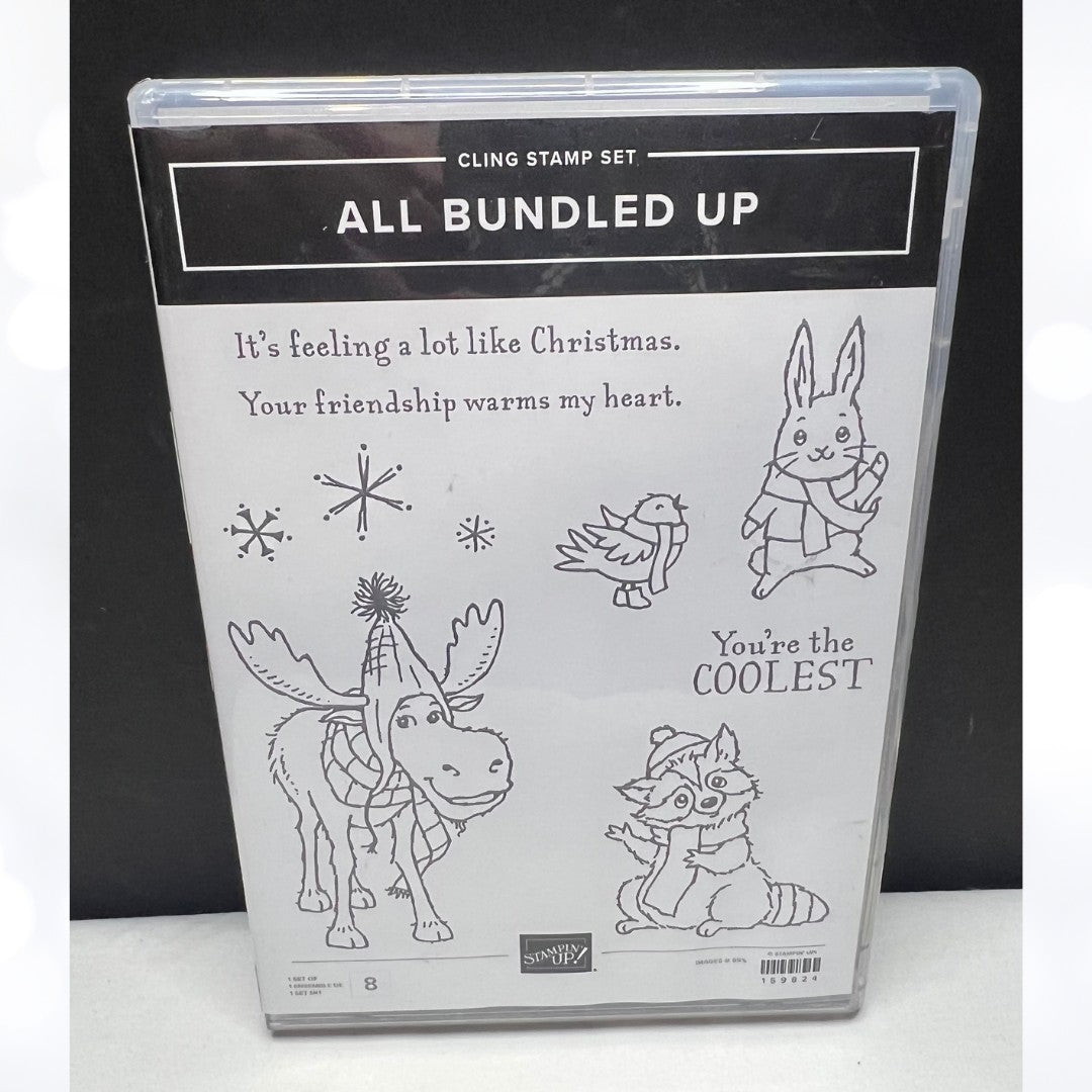 Stampin Up ALL BUNDLED UP Christmas Animals Moose Rubber Stamps