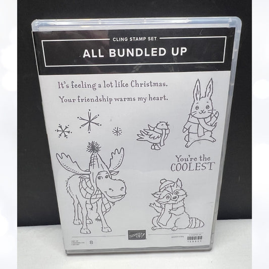 Stampin Up ALL BUNDLED UP Christmas Animals Moose Rubber Stamps