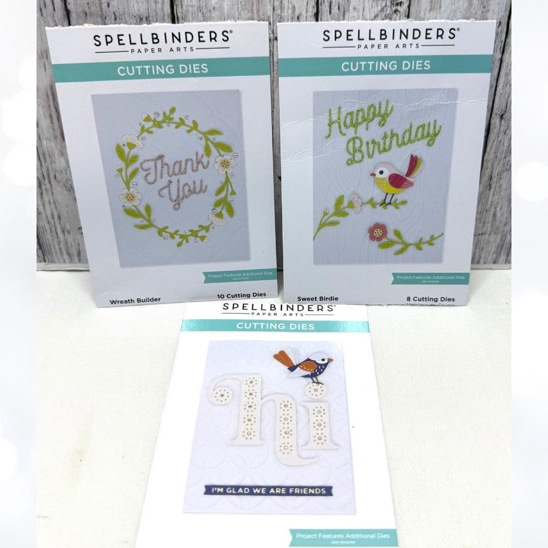 Spellbinders LITTLE CHICKADEE Birdie Wreath Builder Birds Dies Lot of 3