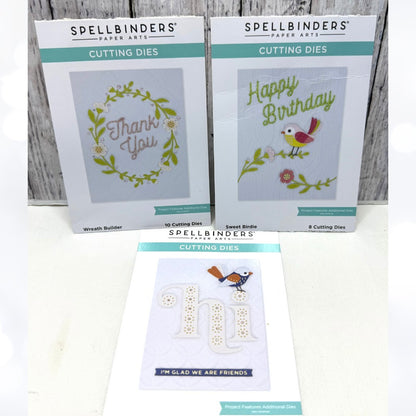 Spellbinders LITTLE CHICKADEE Birdie Wreath Builder Birds Dies Lot of 3