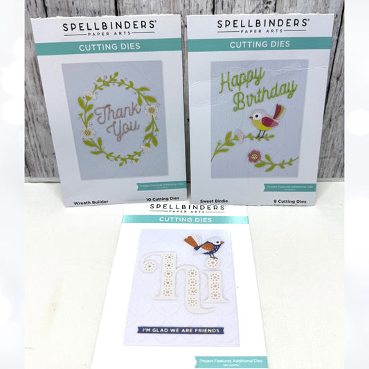 Spellbinders LITTLE CHICKADEE Birdie Wreath Builder Birds Dies Lot of 3