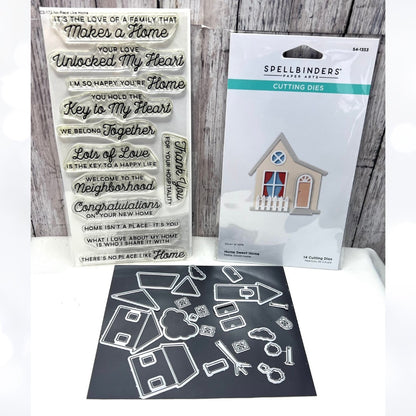 Spellbinders My Favorite Things NO PLACE LIKE HOME Moving Rubber Stamps Dies