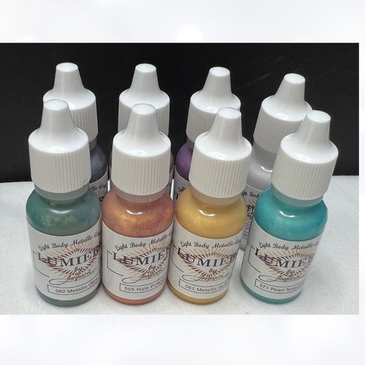 Jacquard LUMIERE Light Boday Metallic Acrylic Paint 0.5oz Lot of 8
