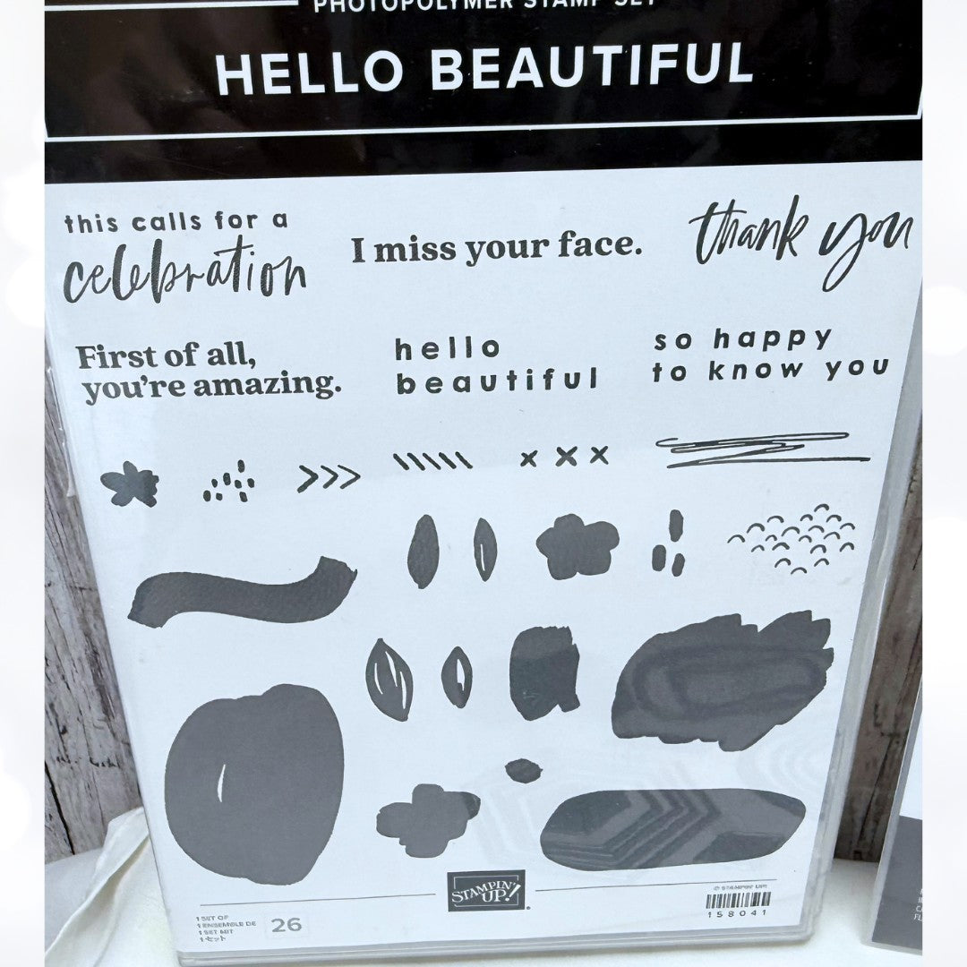 Stampin Up HELLO BEAUTIFUL Shapes Rubber Stamps Dies