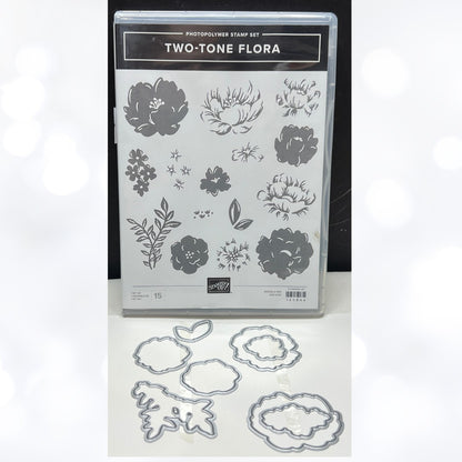 Stampin Up TWO-TONE FLORA Flowers Rubber Stamps Dies AS IS**