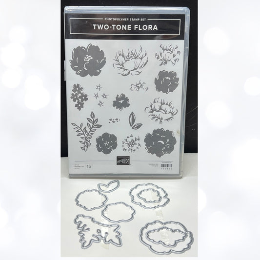 Stampin Up TWO-TONE FLORA Flowers Rubber Stamps Dies AS IS**