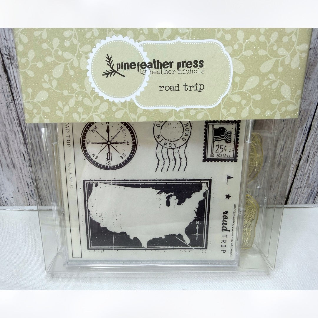 Papertrey Ink ROAD TRIP USA Map Journey Travel Rubber Stamps