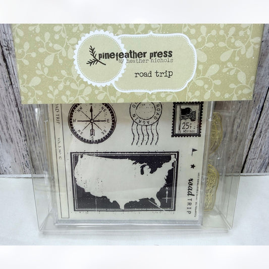 Papertrey Ink ROAD TRIP USA Map Journey Travel Rubber Stamps