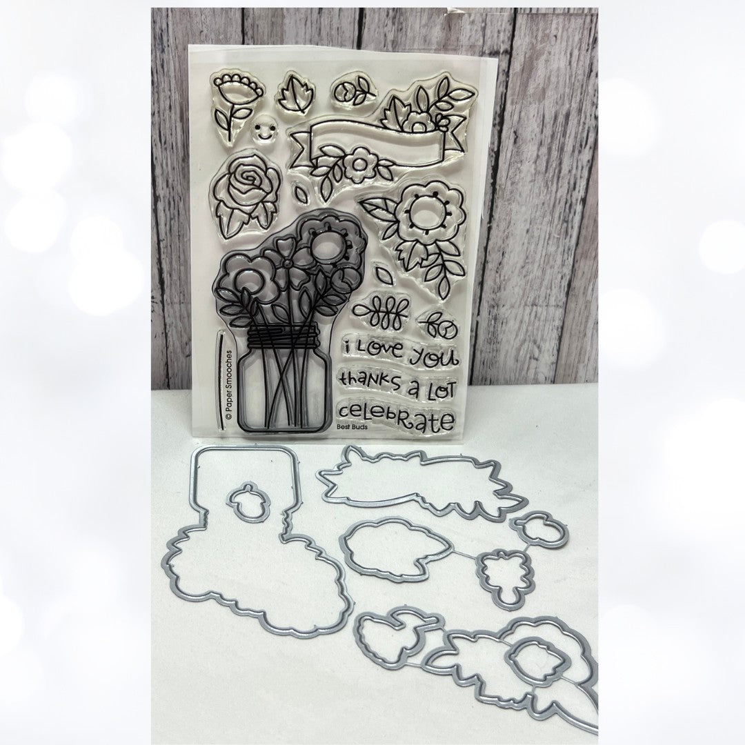 Paper Smooches BEST BUDS Flowers Bouquet Rubber Stamps Dies