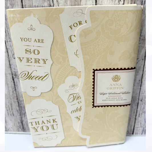 Anna Griffin SUPER SENTIMENT Gold Foil Stickers