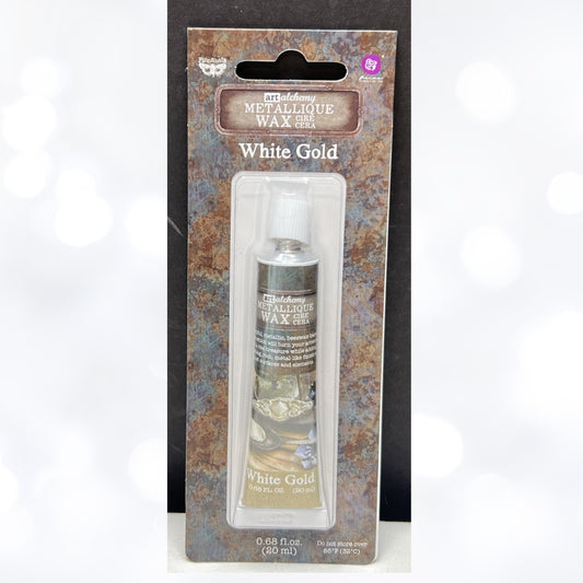 Prima Finnabair METALLIQUE WAX  Mixed Media Art Alchemy WHITE GOLD