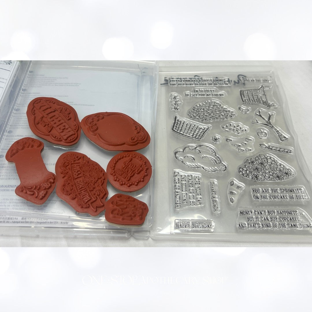 Stampin Up PRETTY LABEL Punch Sprnkles of Life Label Me Rubber Stamps Lot