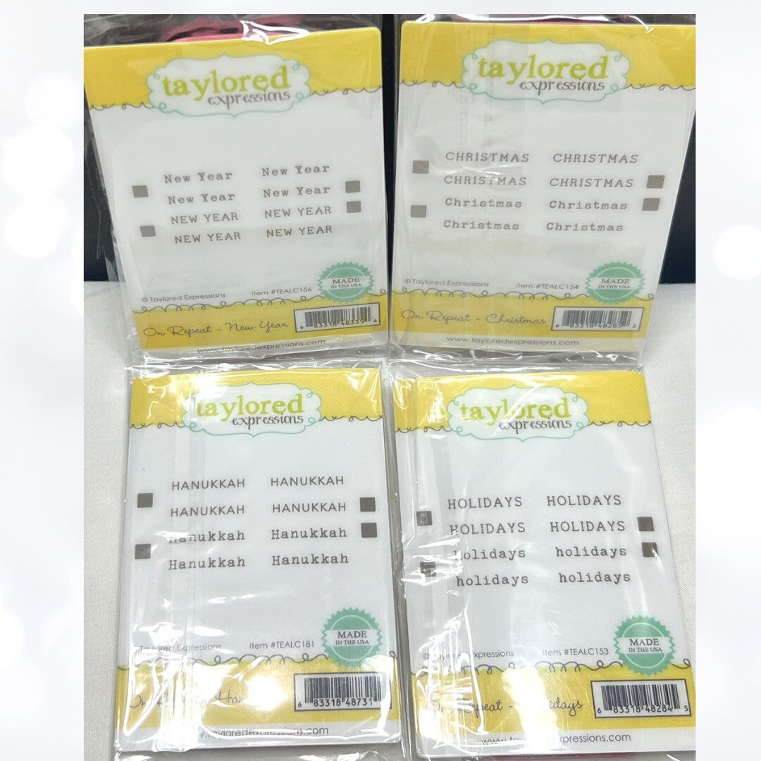 Taylored Expressions ON REPEAT CHRISTMAS Holiday New Years Mini Rubber Stamps