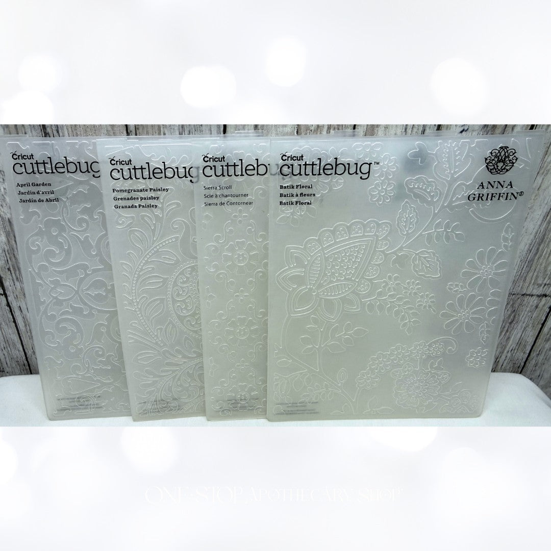 Anna Griffin APRIL GARDEN Paisley Floral Embossing Folders Lot of 4