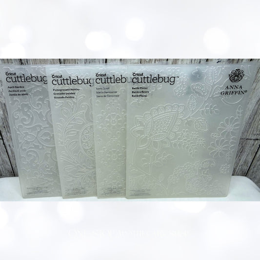 Anna Griffin APRIL GARDEN Paisley Floral Embossing Folders Lot of 4