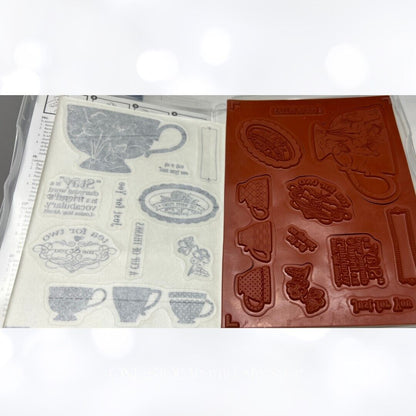 Stampin Up TEA SHOPPE Cup Party Rubber Stamps