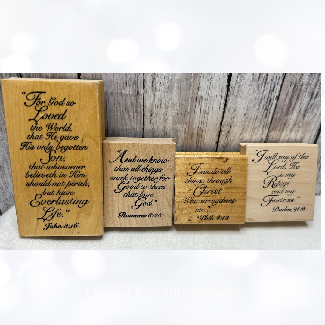 Art Impressions BIBLE VERSES Religious Bible Journaling Rubber Stamps Lot of 4