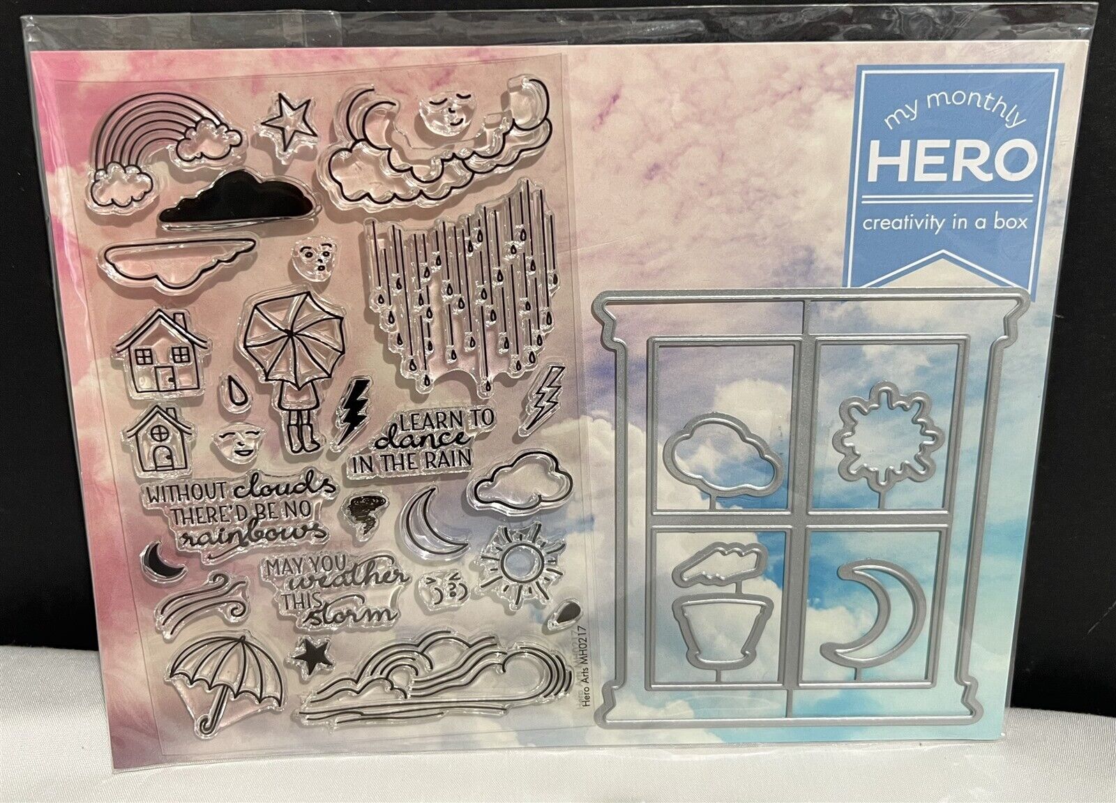 My Hero Arts Kit Montlhy FEBRUARY 2017 Spring Window Rainy Day Rubber Stamps Die