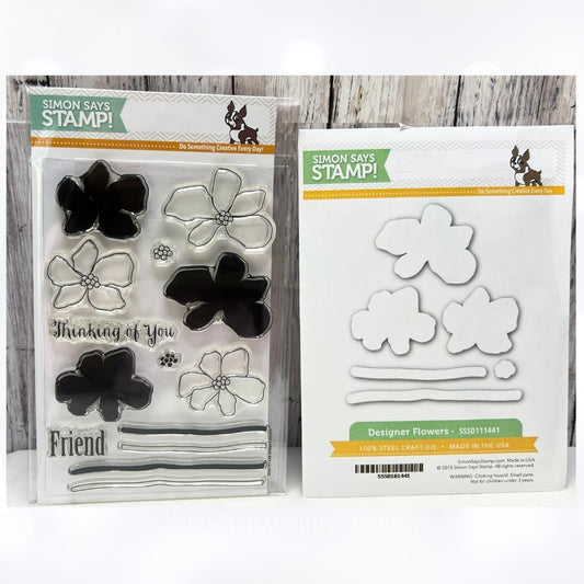 Simon Says Stamp ARTFUL FLOWERS Designer Floral Rubber Stamps Dies