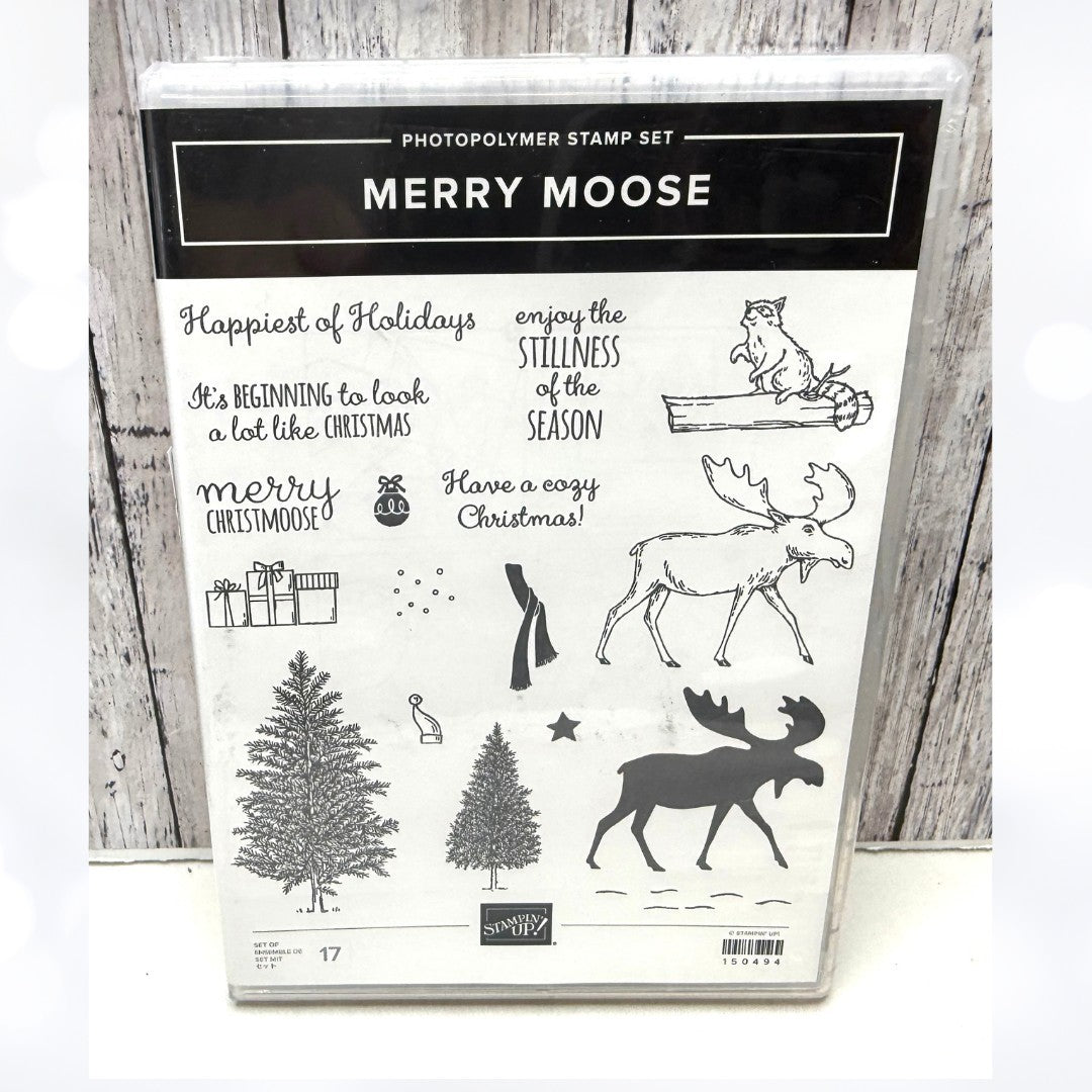 Stampin Up MERRY MOOSE Christmas Rubber Stamps