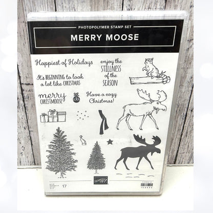 Stampin Up MERRY MOOSE Christmas Rubber Stamps