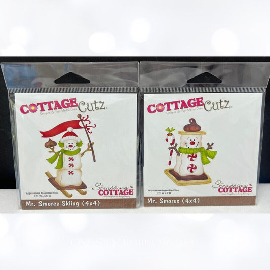 Cottage Cutz MR SMORES Skiing Snowman Christmas Dies Lot of 2