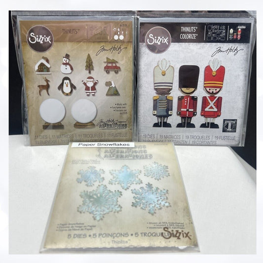 Tim Holtz CHRISTMAS Snowflakes Snowglobes Harvey Thinlits Dies Lot of 3