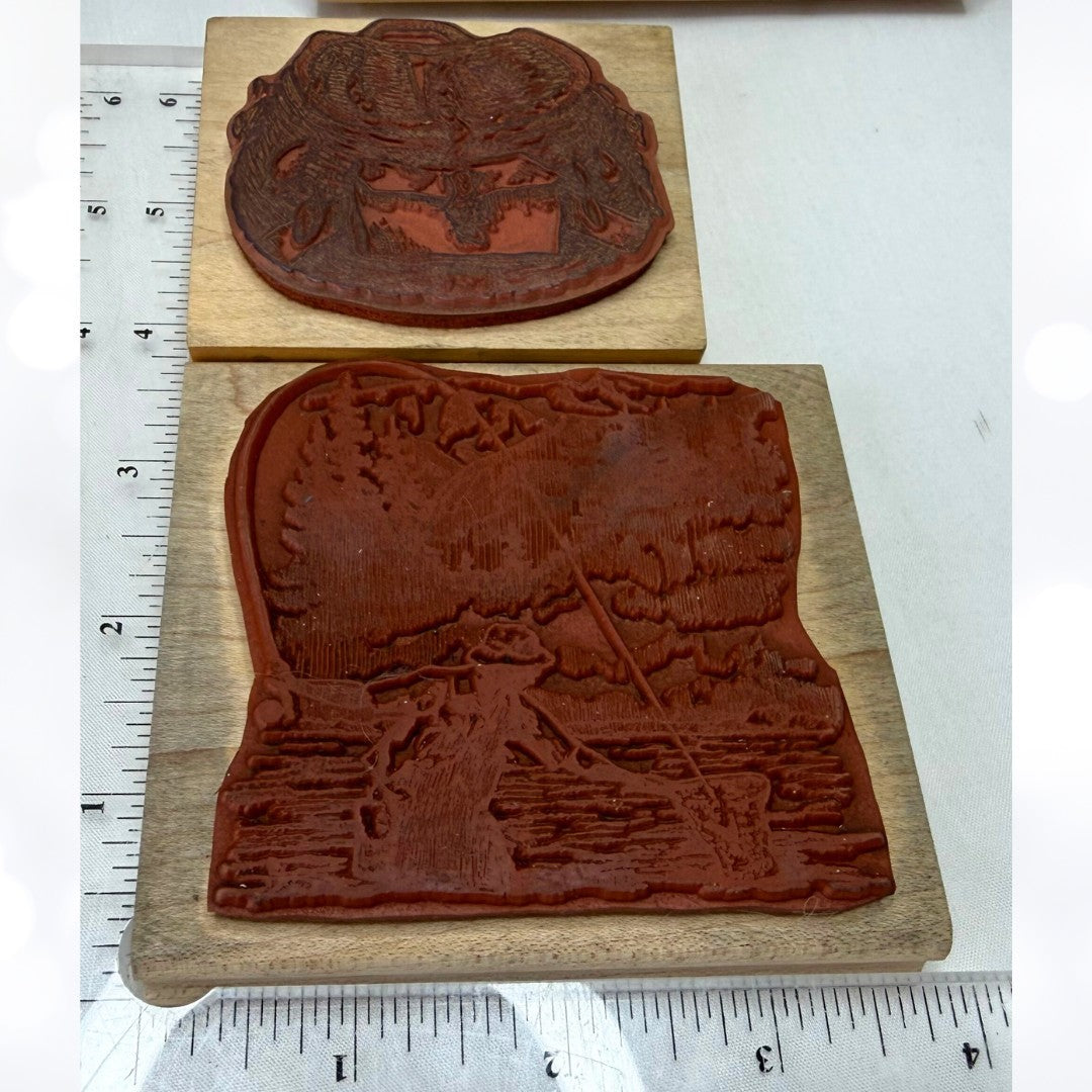Stampin Up PSX FISHERMAN Fishing Fathers Day Rubber Stamps Lot of 6