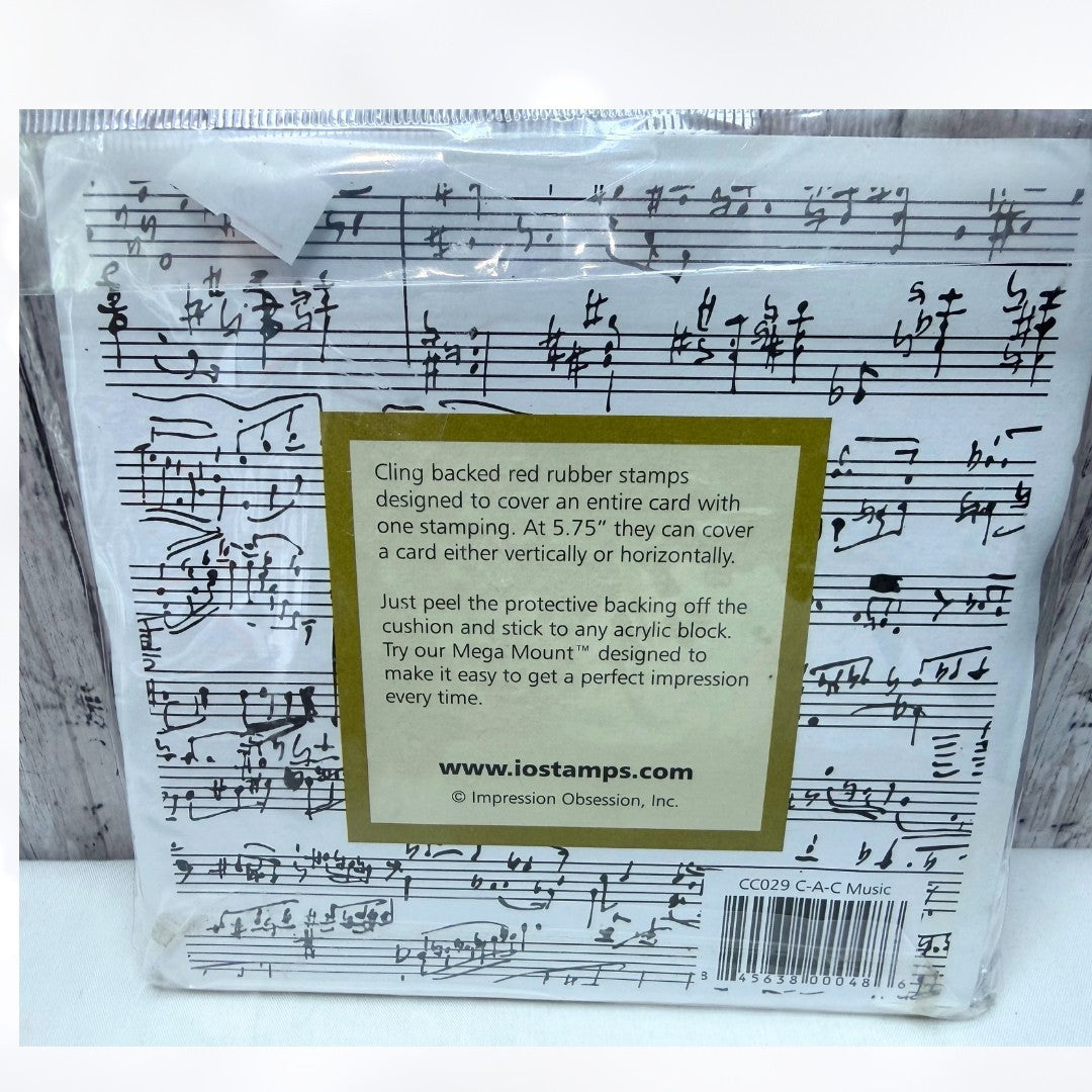 Impression Obsession COVER A CARD Music Notes Chainlink Stripes Rubber Stamps 