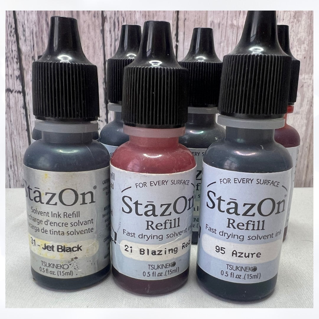Tsukineko STAZON REFILLS Ink Pad Solvent Permanent Reinkers Lot of 7