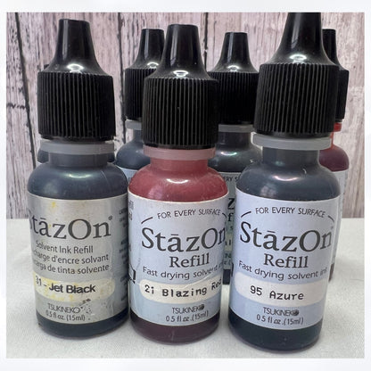Tsukineko STAZON REFILLS Ink Pad Solvent Permanent Reinkers Lot of 7