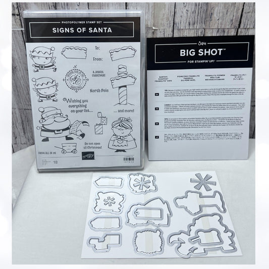 Stampin Up SIGNS OF SANTA Santa's Signpost Christmas Rubber Stamps Dies