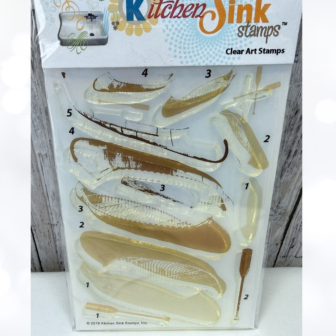 Kitchen Sink LAKE CANOE Fishing Fish Fathers Day Layering Rubber Stamps Lot of 3
