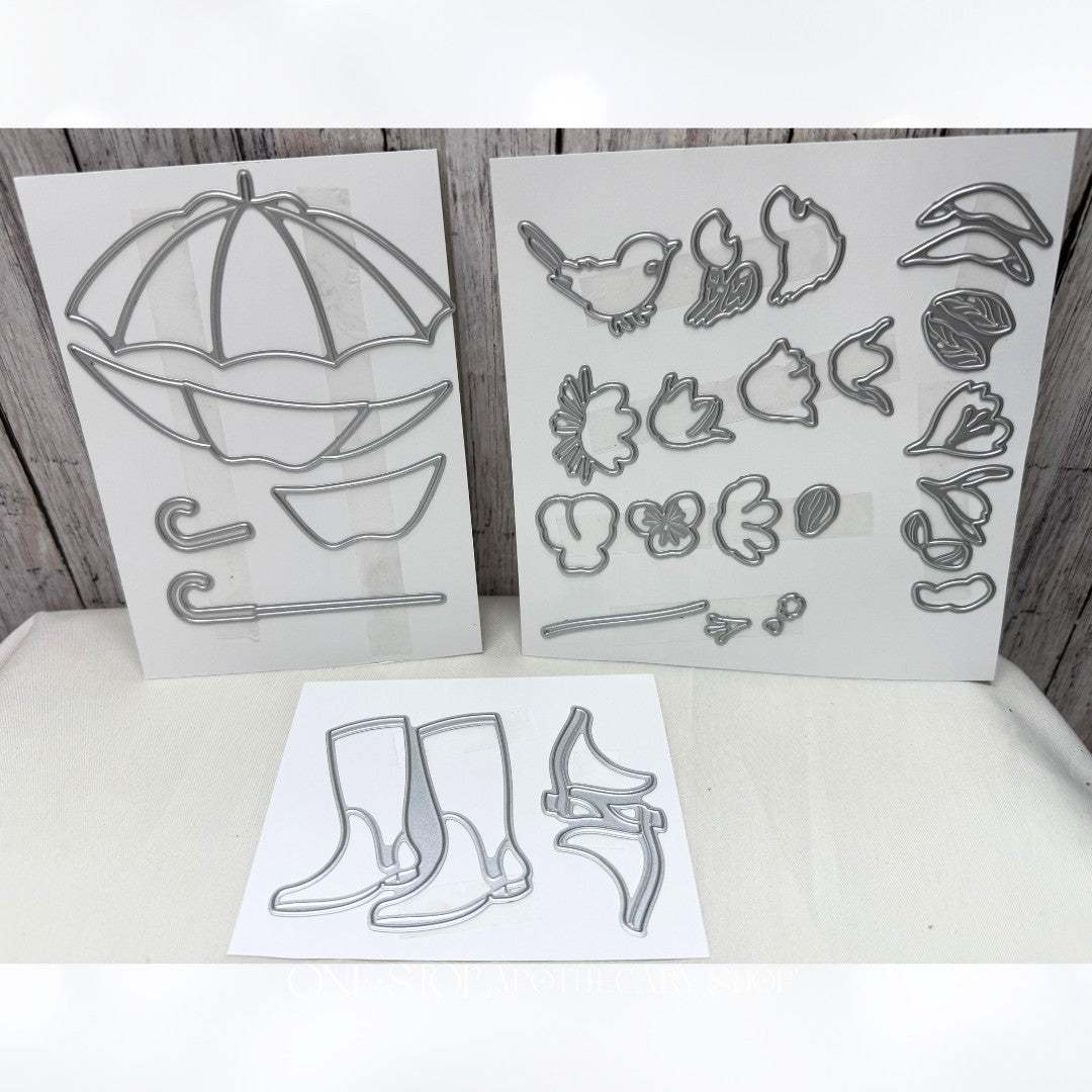 Honey Bee Stamps APRIL SHOWERS Rainboots Umbrella Layering Dies