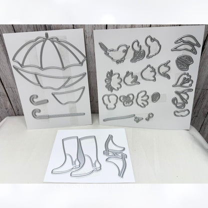 Honey Bee Stamps APRIL SHOWERS Rainboots Umbrella Layering Dies