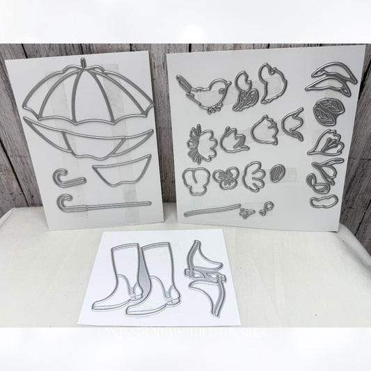 Honey Bee Stamps APRIL SHOWERS Rainboots Umbrella Layering Dies