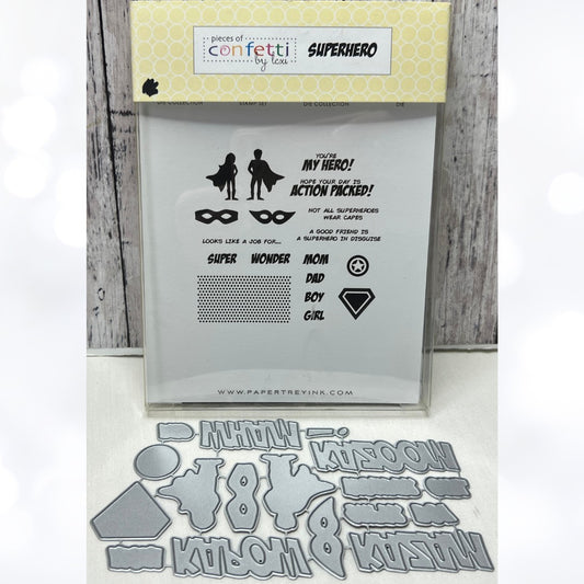 Papertrey Ink SUPERHERO Mom Dad Mothers Fathers Day Rubber Stamps Dies
