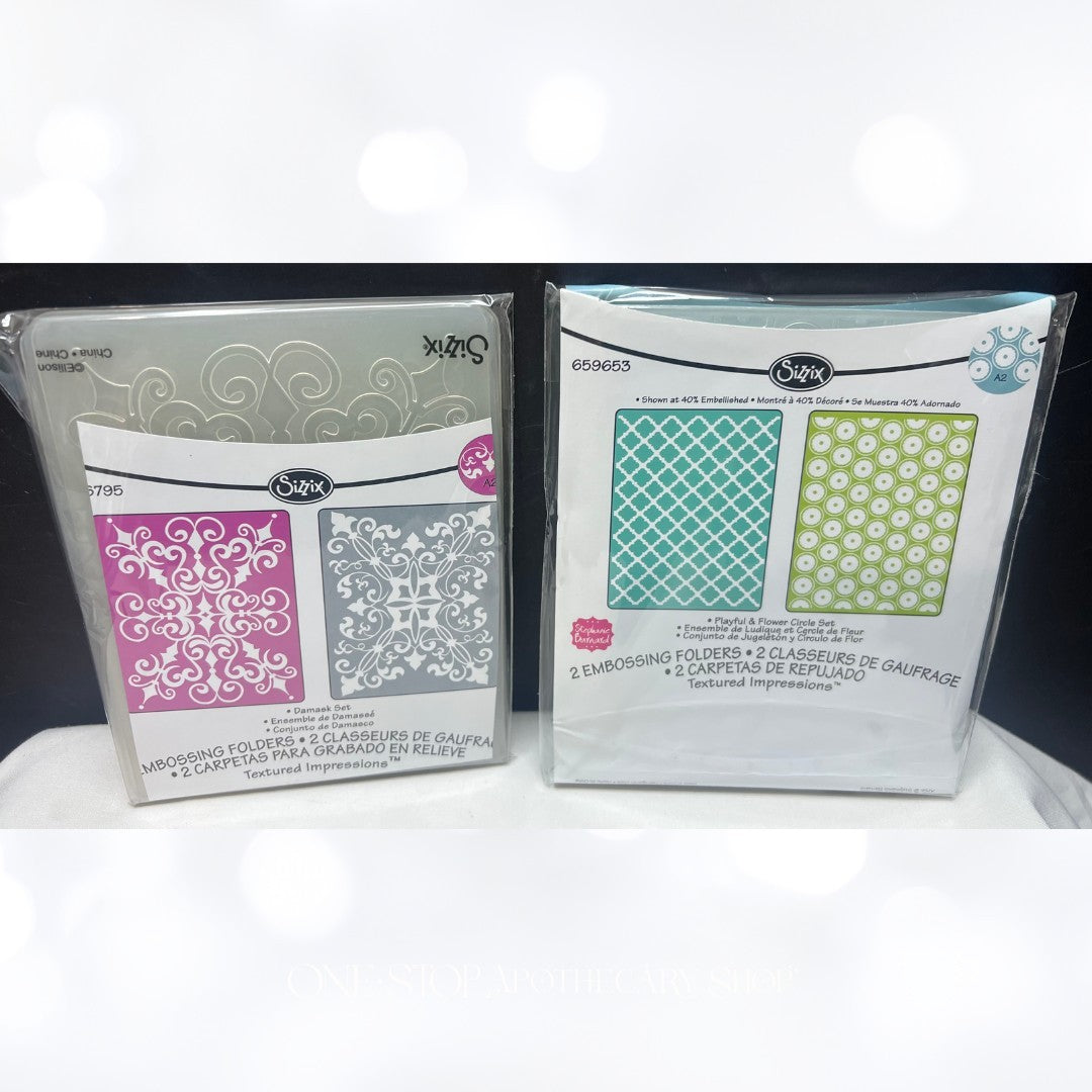 Sizzix DAMASK Playful Flower Circle Embossing Folders Set of 4