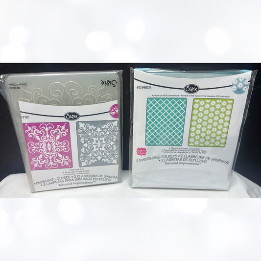 Sizzix DAMASK Playful Flower Circle Embossing Folders Set of 4
