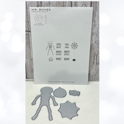 Papertrey Ink MR BONES Halloween Skeleton Rubber Stamps Dies Rare