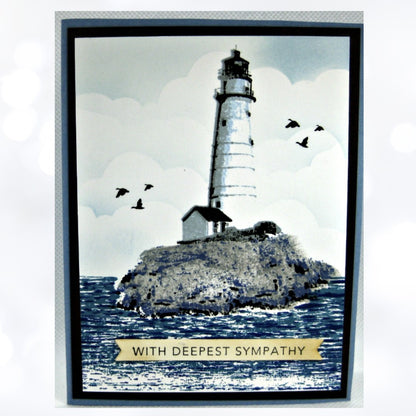 Kitchen Sink LIGHTHOUSE Sympathy Fathers Day Sea 6x8 Layering Rubber Stamps