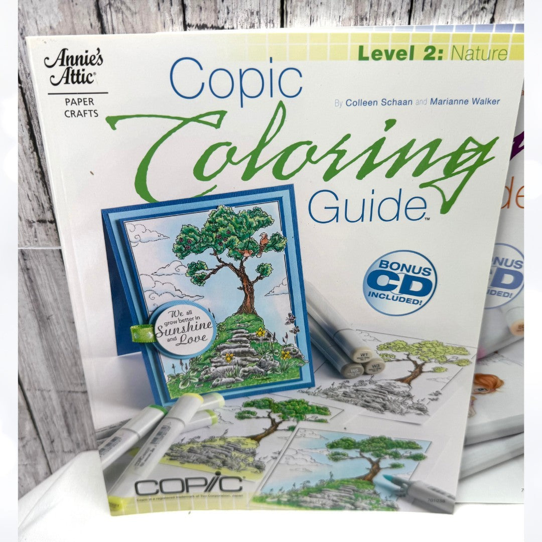 Annie's Paper Crafts COPIC COLORING GUIDE Workbook CDs Level 1-3