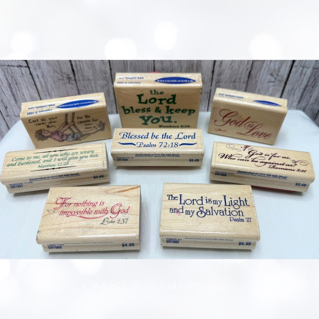 Stampabilities RELIGIOUS Sayings Bible Journaling Rubber Stamps Lot of 8