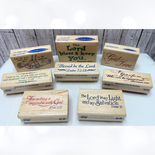 Stampabilities RELIGIOUS Sayings Bible Journaling Rubber Stamps Lot of 8