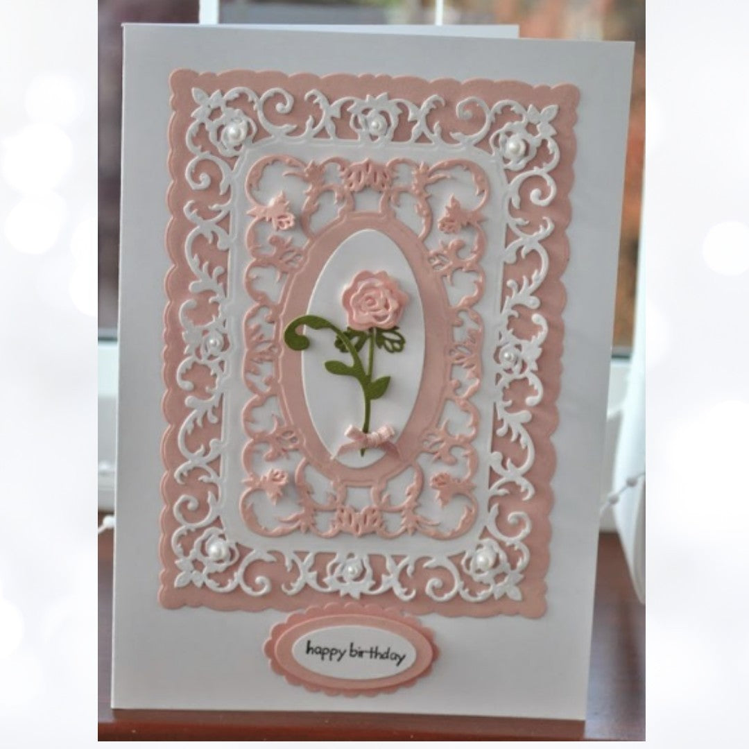 Spellbinders ROMANTIC ROSE Quatrefoil Panel Dies